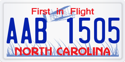 NC license plate AAB1505