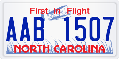 NC license plate AAB1507