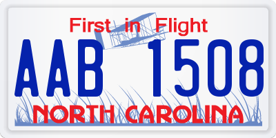NC license plate AAB1508