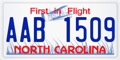 NC license plate AAB1509