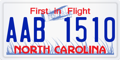 NC license plate AAB1510