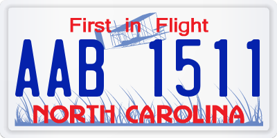 NC license plate AAB1511