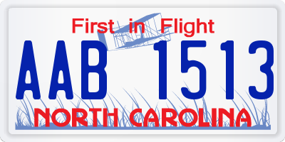 NC license plate AAB1513