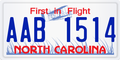 NC license plate AAB1514