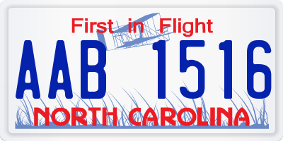 NC license plate AAB1516