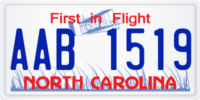 NC license plate AAB1519