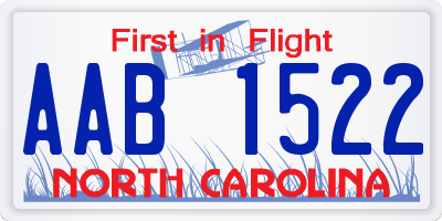 NC license plate AAB1522