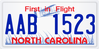 NC license plate AAB1523