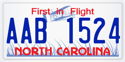 NC license plate AAB1524