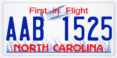 NC license plate AAB1525