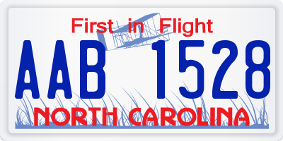 NC license plate AAB1528