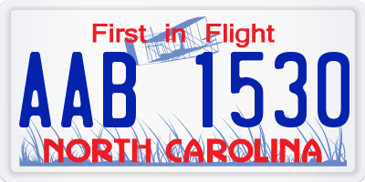 NC license plate AAB1530