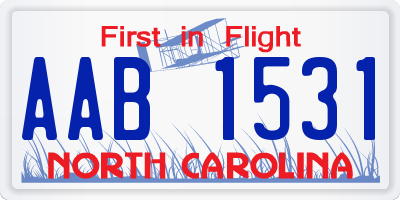 NC license plate AAB1531