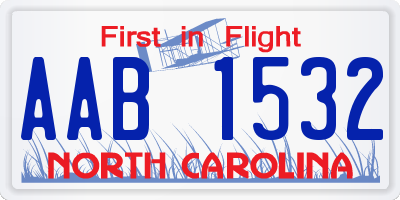 NC license plate AAB1532