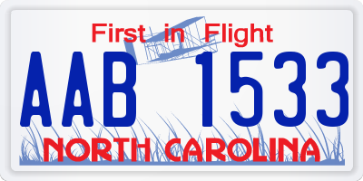 NC license plate AAB1533
