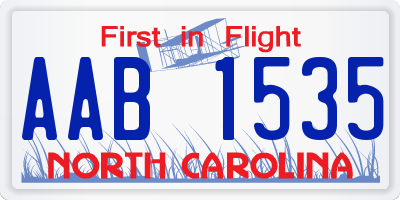 NC license plate AAB1535