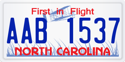 NC license plate AAB1537