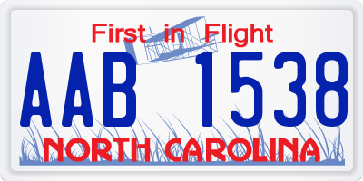 NC license plate AAB1538