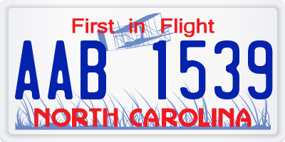 NC license plate AAB1539