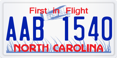 NC license plate AAB1540