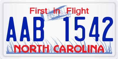 NC license plate AAB1542