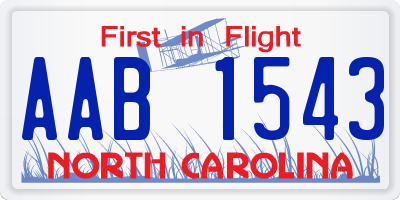 NC license plate AAB1543