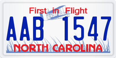 NC license plate AAB1547