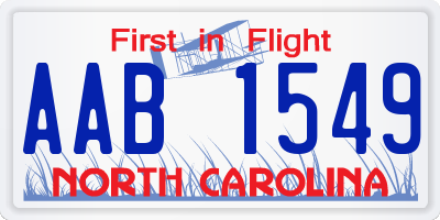 NC license plate AAB1549