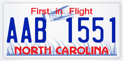 NC license plate AAB1551