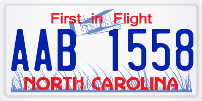 NC license plate AAB1558