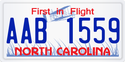 NC license plate AAB1559