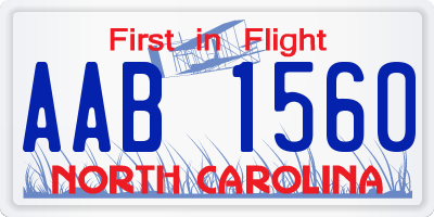 NC license plate AAB1560