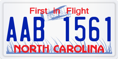 NC license plate AAB1561