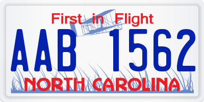 NC license plate AAB1562