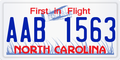 NC license plate AAB1563