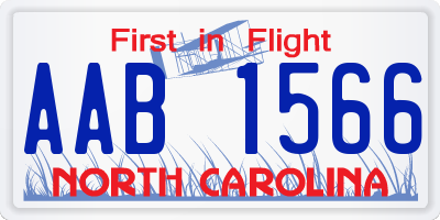 NC license plate AAB1566