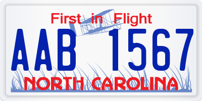 NC license plate AAB1567
