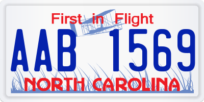 NC license plate AAB1569