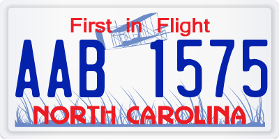 NC license plate AAB1575
