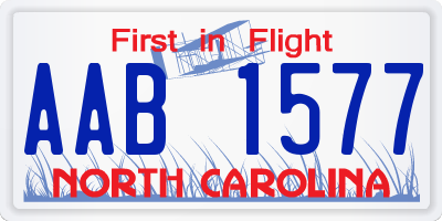 NC license plate AAB1577