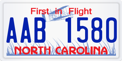 NC license plate AAB1580