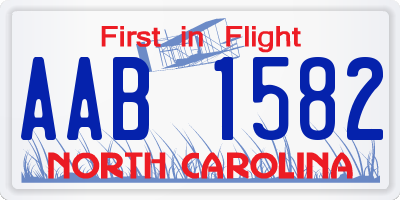 NC license plate AAB1582