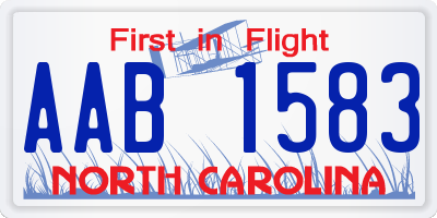 NC license plate AAB1583