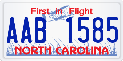NC license plate AAB1585