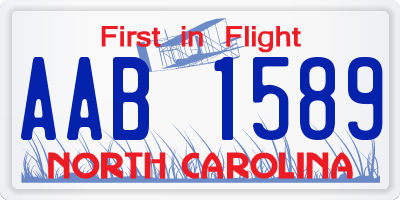 NC license plate AAB1589