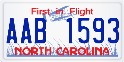 NC license plate AAB1593