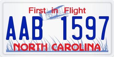 NC license plate AAB1597