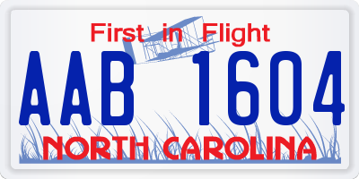 NC license plate AAB1604