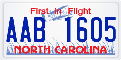 NC license plate AAB1605