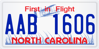 NC license plate AAB1606